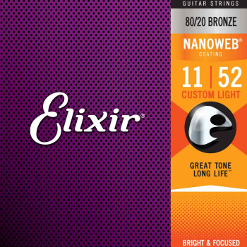 Elixir Nanoweb Bronze 11/52 Custom Light