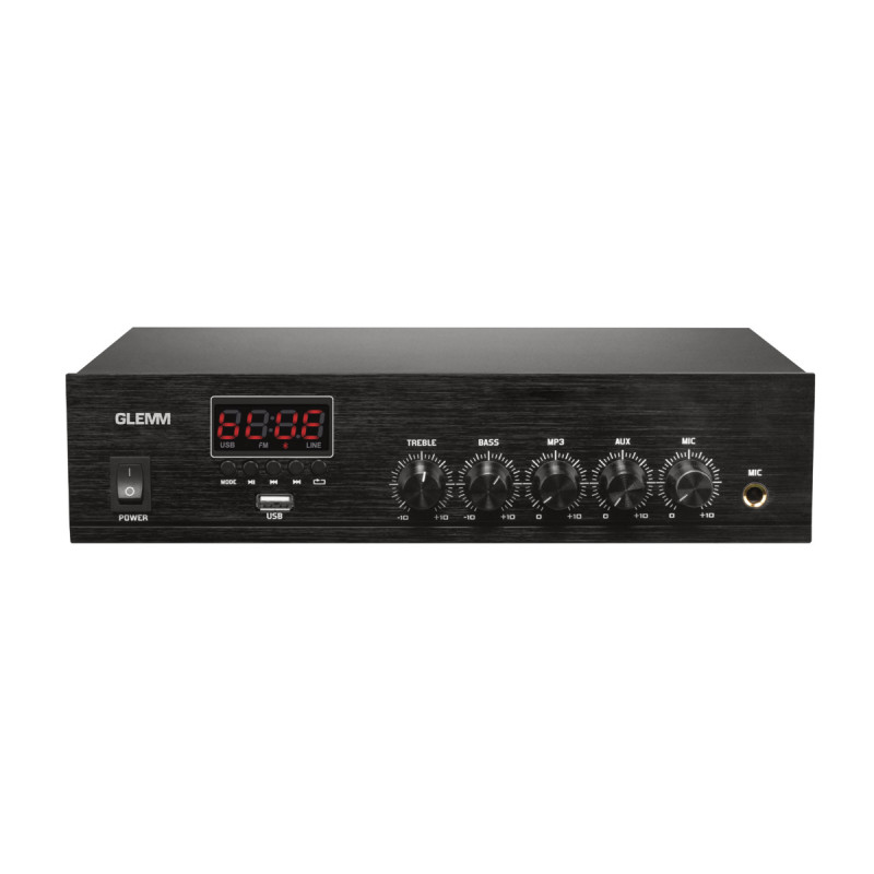 GLEMM AMPLIFICADOR LINHA KM PAA130 100V 130W FM/USB/MP3/BT