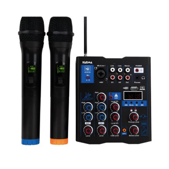 KARMA MESA MISTURA 5 CANAIS C/ 2 MICROFONES S/ FIOS